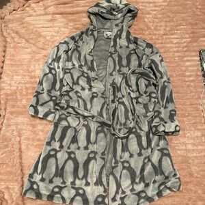 Vera Bradley Gray Penguin-Print Hooded Teddy Jacket
